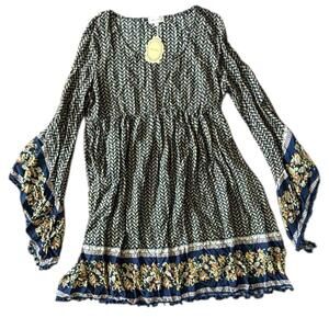 Velzera Boho Floral Bell Sleeve Tunic Dress XL Fit NWT